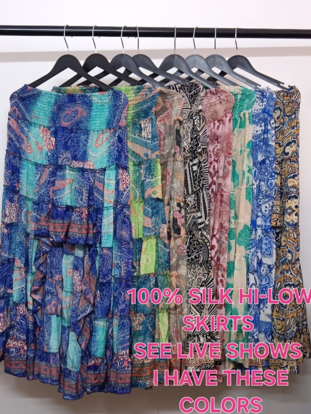 *NEW ARRIVALS* Silk Women's Hi-Low Skirt SEE Live Shows For Colors & Patterns